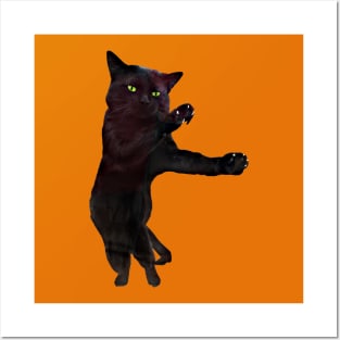 Dancing black cat Posters and Art